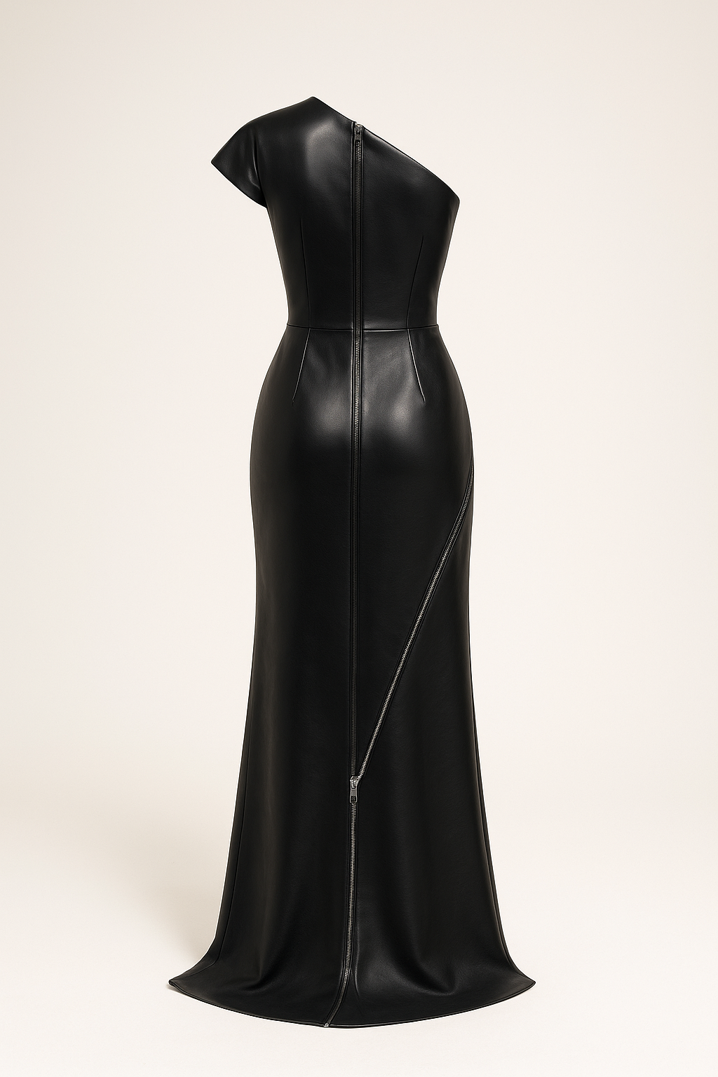 Vegan Leather Black Gown