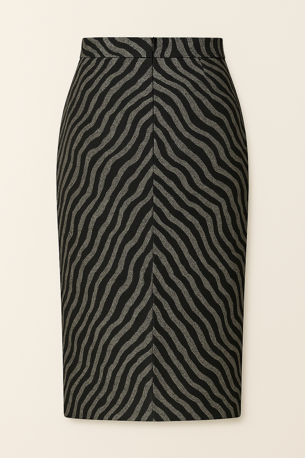 Black and Silver Wave Jacquard Skirt