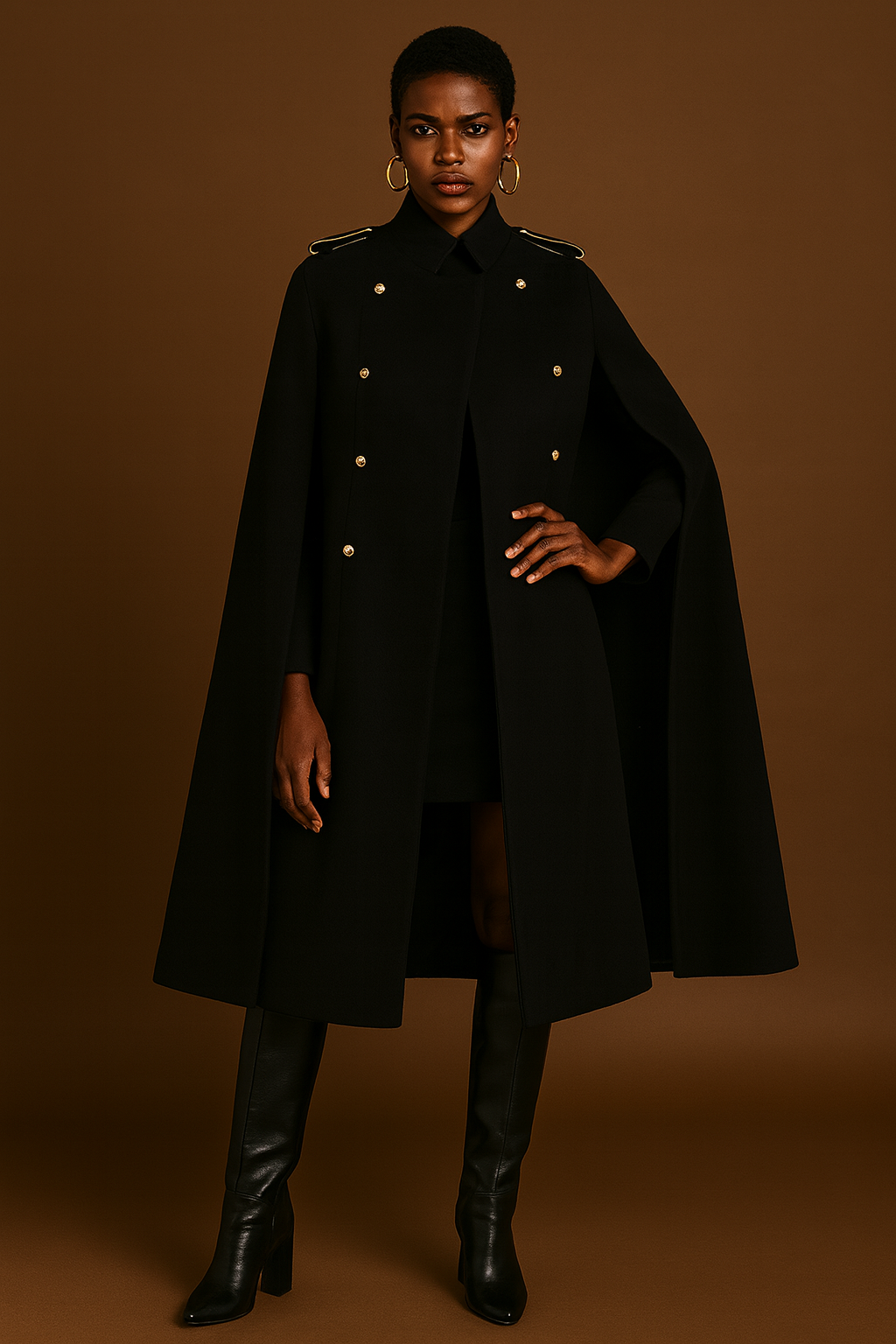 Wool Turtlenecked Black Cape – Rossario George Wool Turtlenecked Black Cape – Rossario George