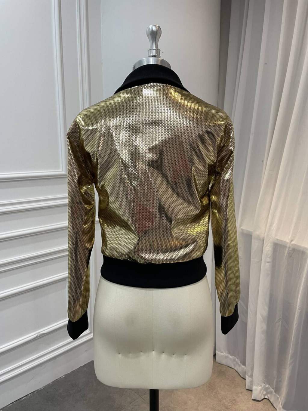 "HONEY" GOLD AND BLACK BOMBER JACKET
