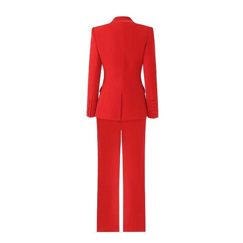 RED VELVET TWO- PIECE SUIT