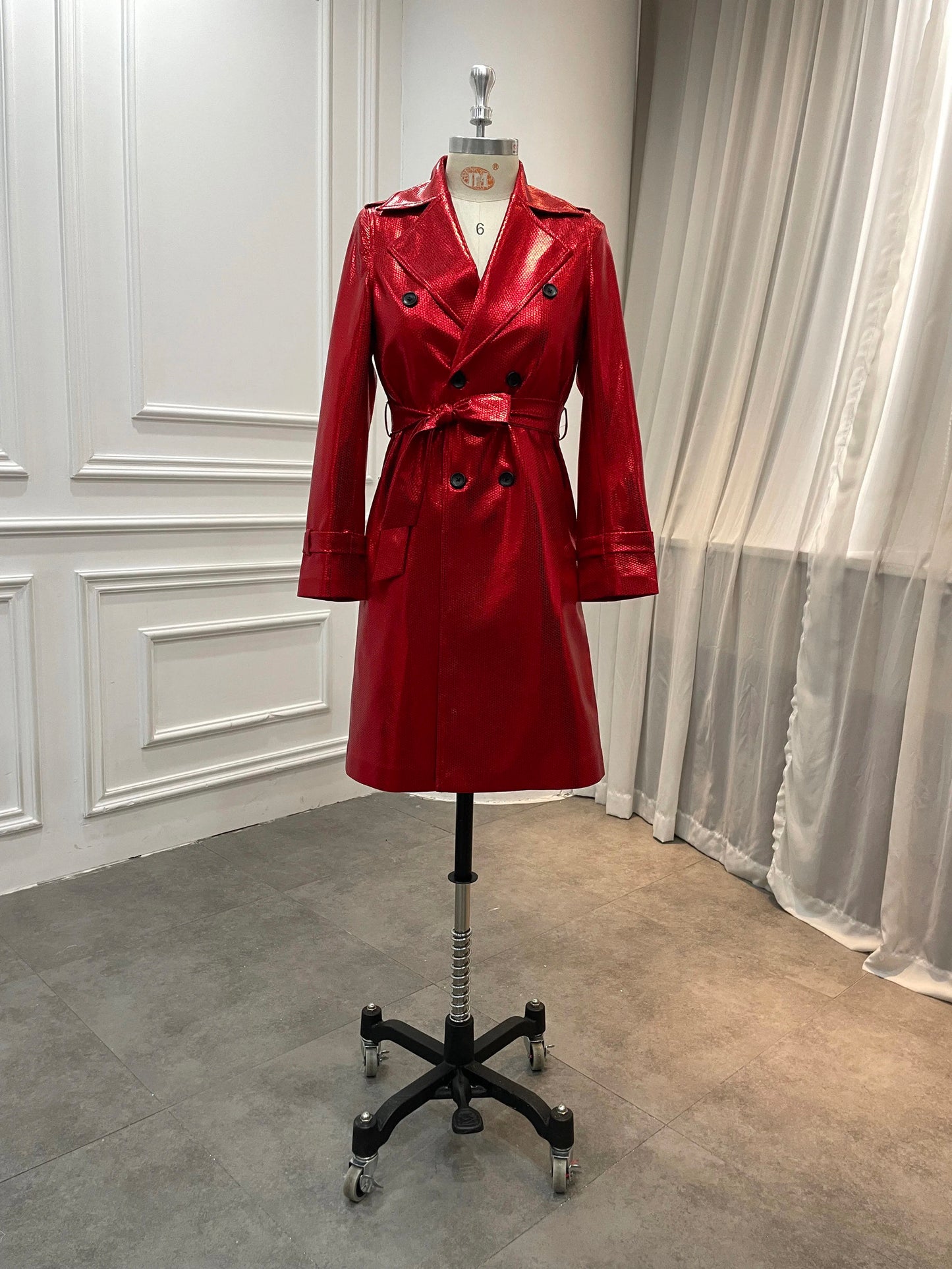 HONEY RED MID-LENGTH TRENCH COAT