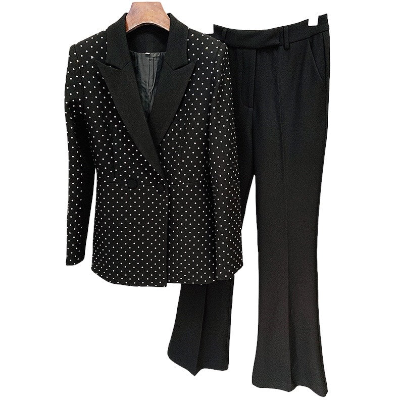 2 PIECE SUIT WITH CRYSTAL EMBELLISHED BLAZER