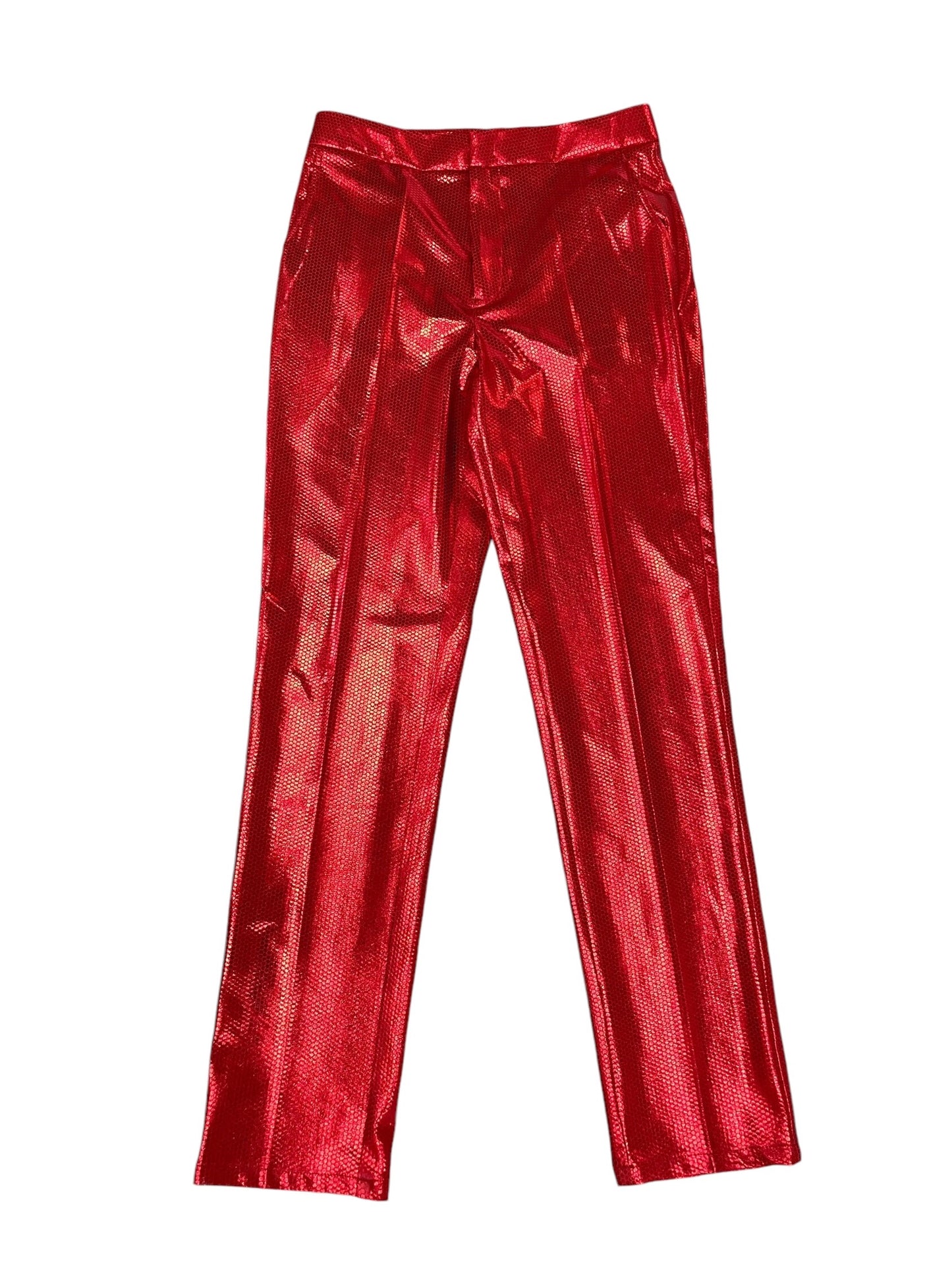 Red Metallic Honeycomb Blazer and Pant Suit