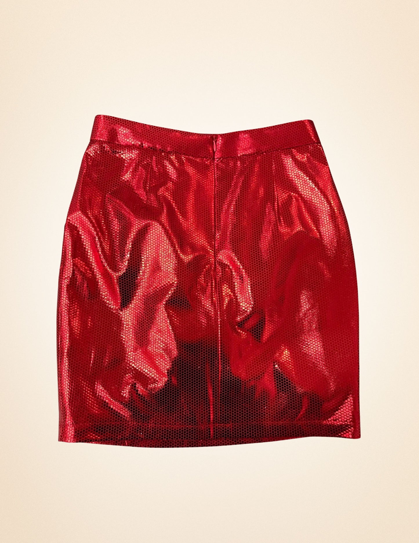 Red Metallic Honeycomb Mini Skirt