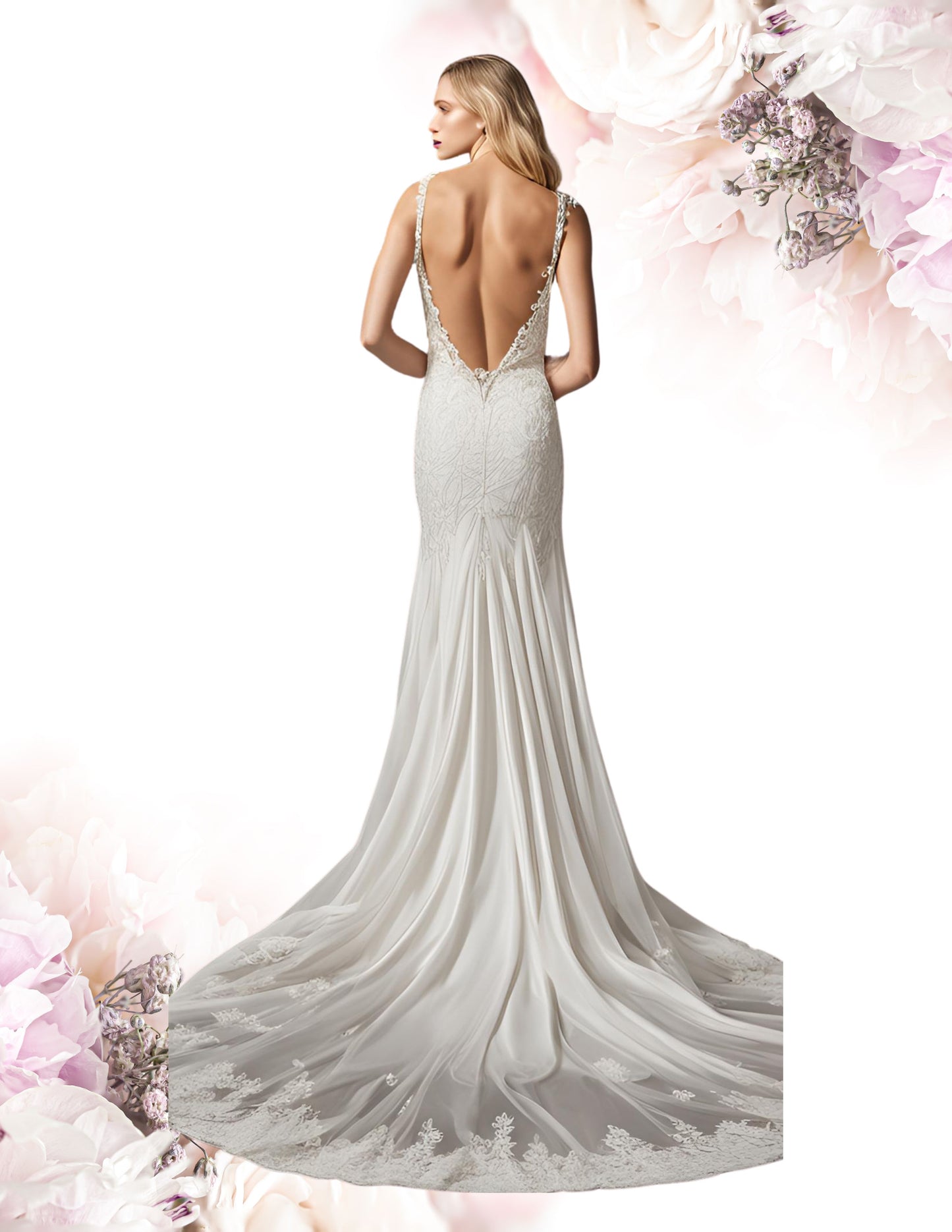 "LOLA" ITALIAN SILK & BEADED LACE WEDDING GOWN