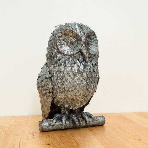 Handcrafted Metal Owl Sculpture