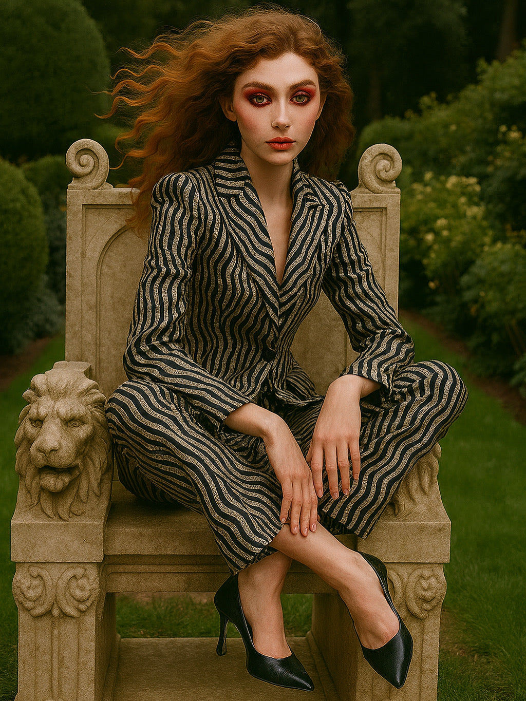 Black & Silver Wave Jacquard Suit