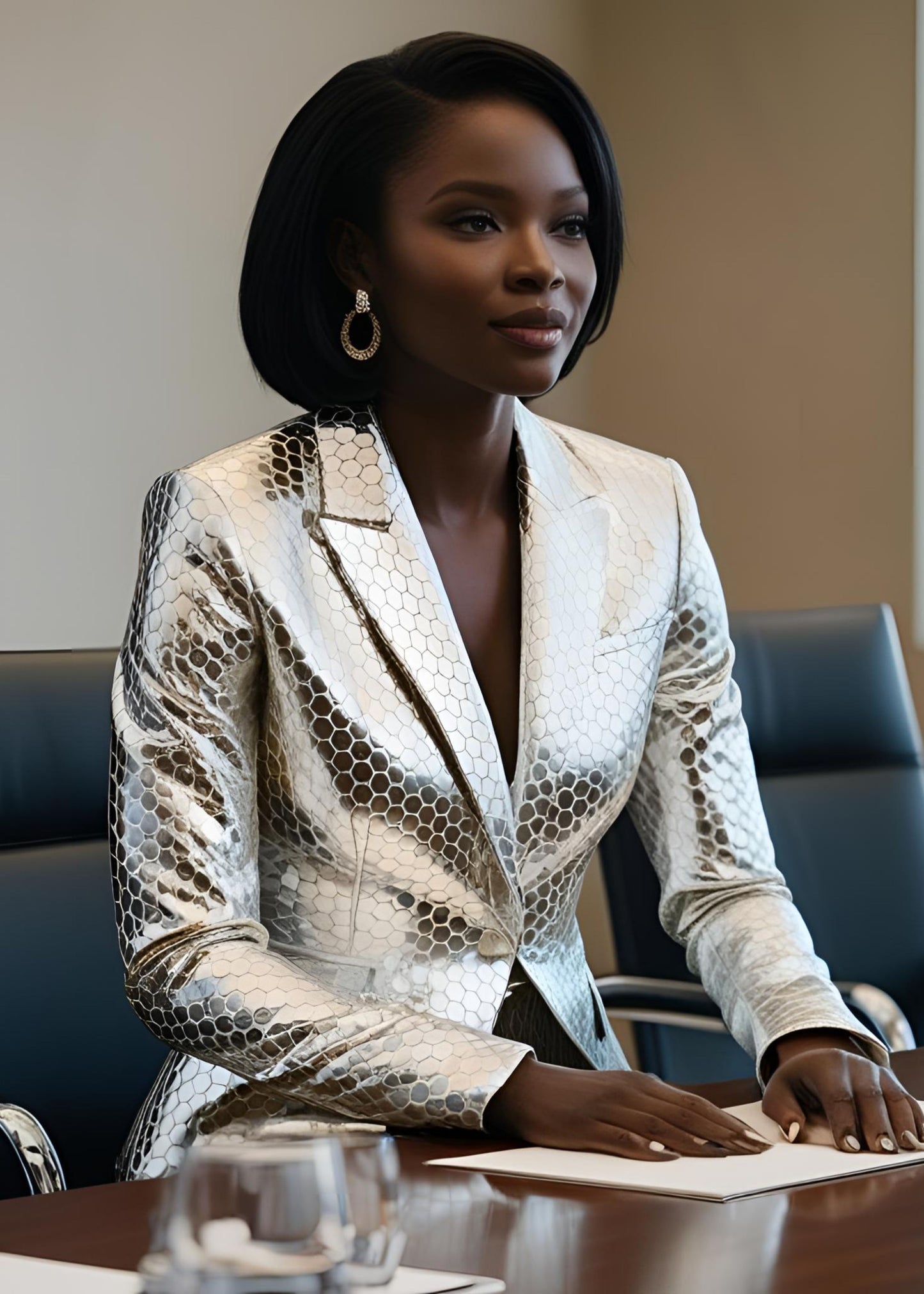 METALLIC HONEYCOMB BLAZER AND PANT OR SKIRT SUIT