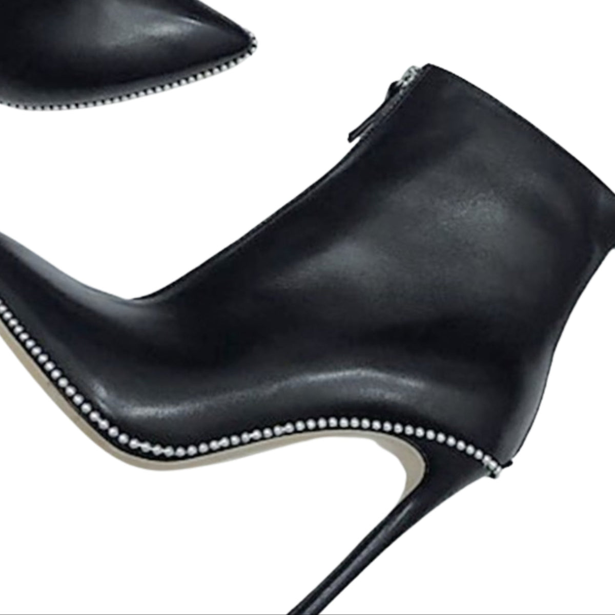 Pearl-Trimmed Stiletto Ankle Boot