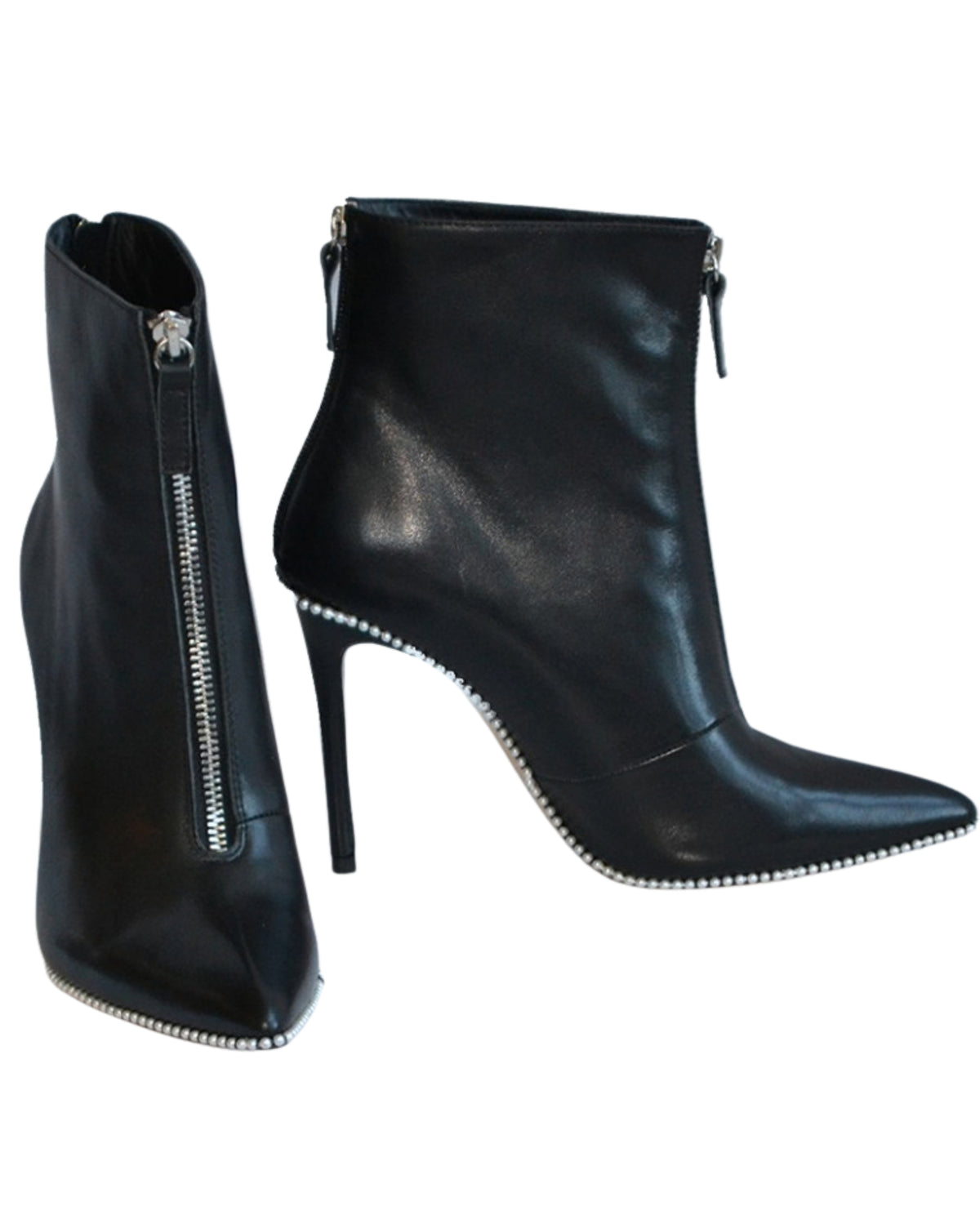 Pearl-Trimmed Stiletto Ankle Boot