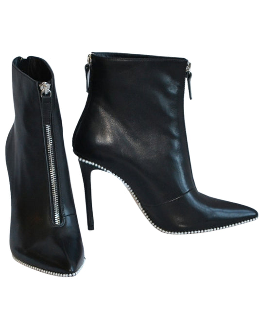 Pearl-Trimmed Stiletto Ankle Boot
