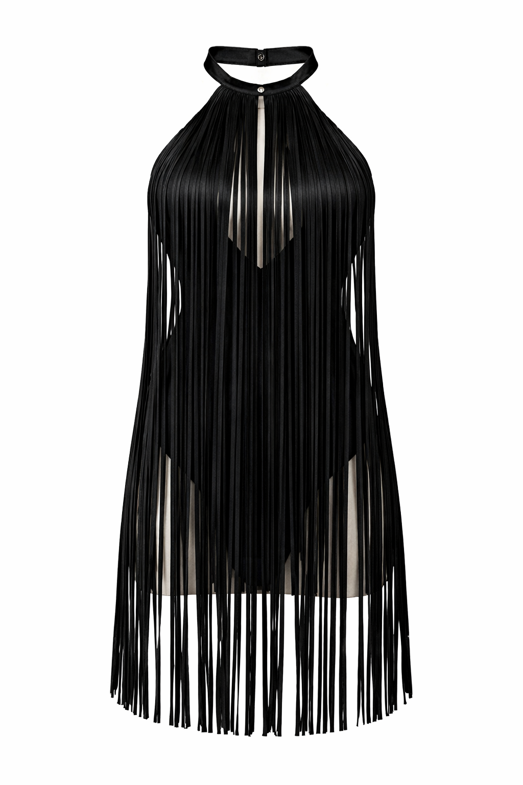 Vegan Leather Fringe Mini Dress