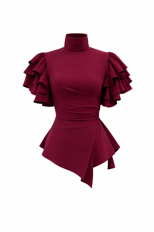 Rossario George Ruffled Peplum Blouse