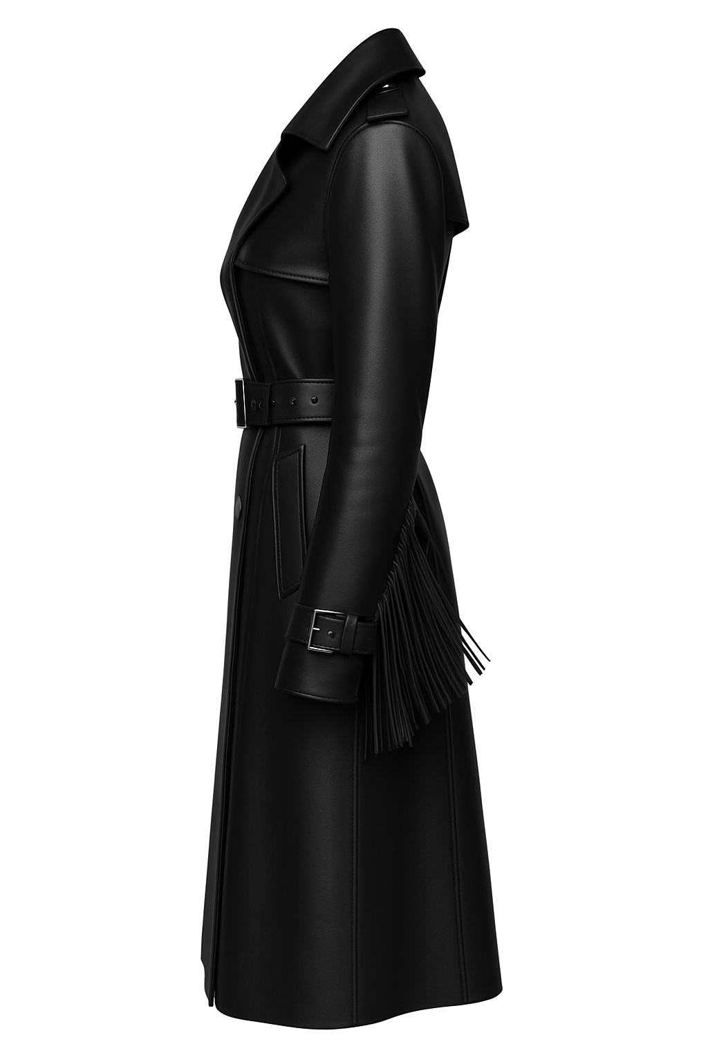 Vegan Leather Black Trench