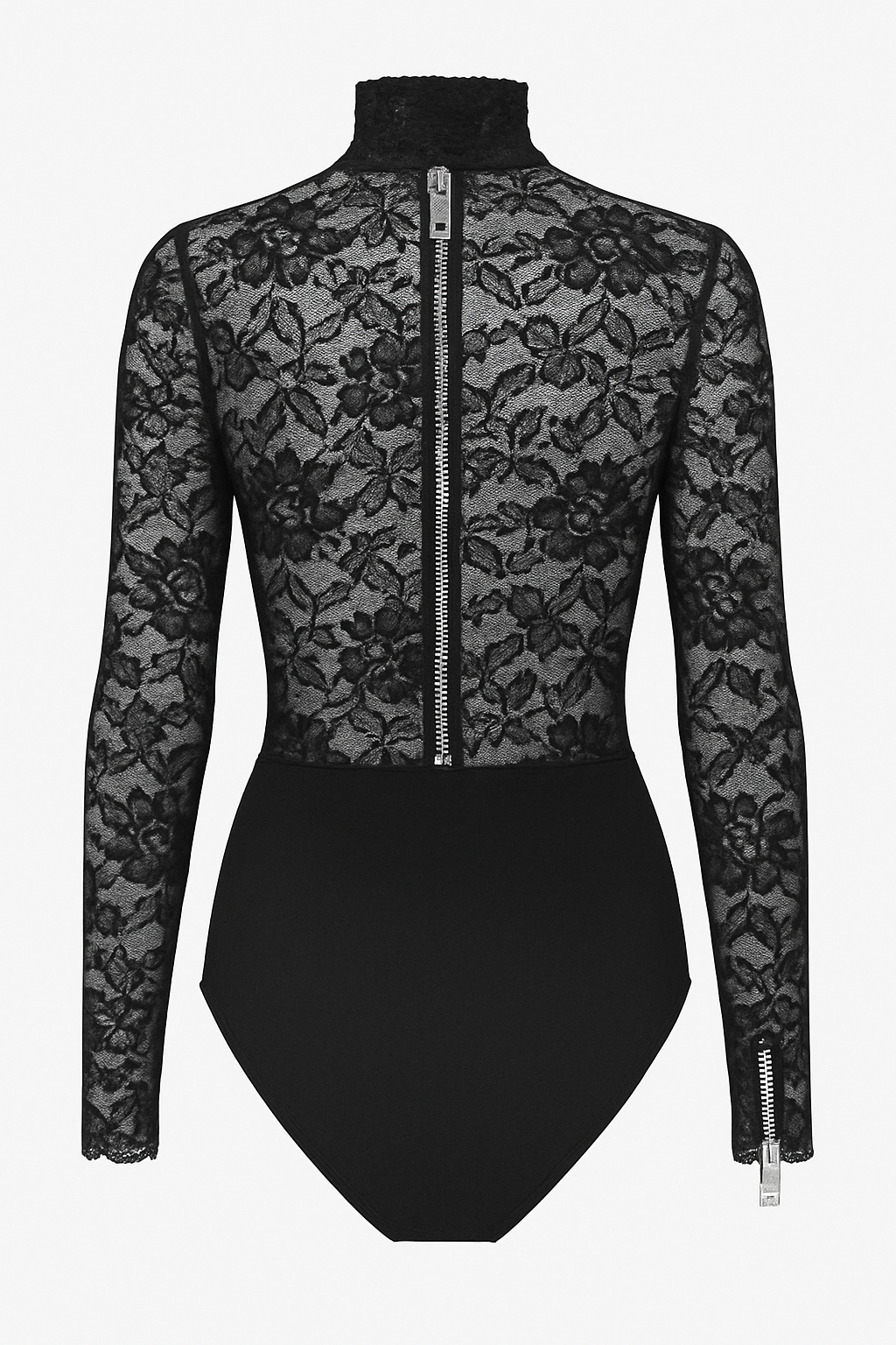 Lace & Suede Zippered Body Suit