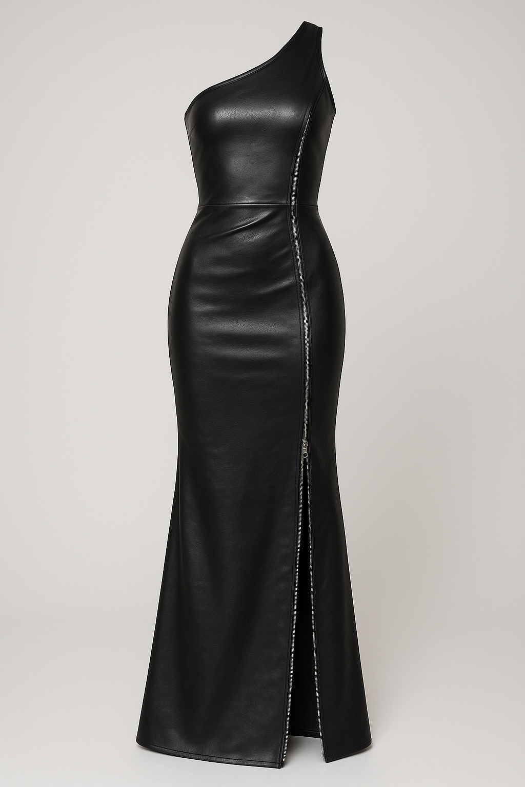 Vegan Leather Black Gown