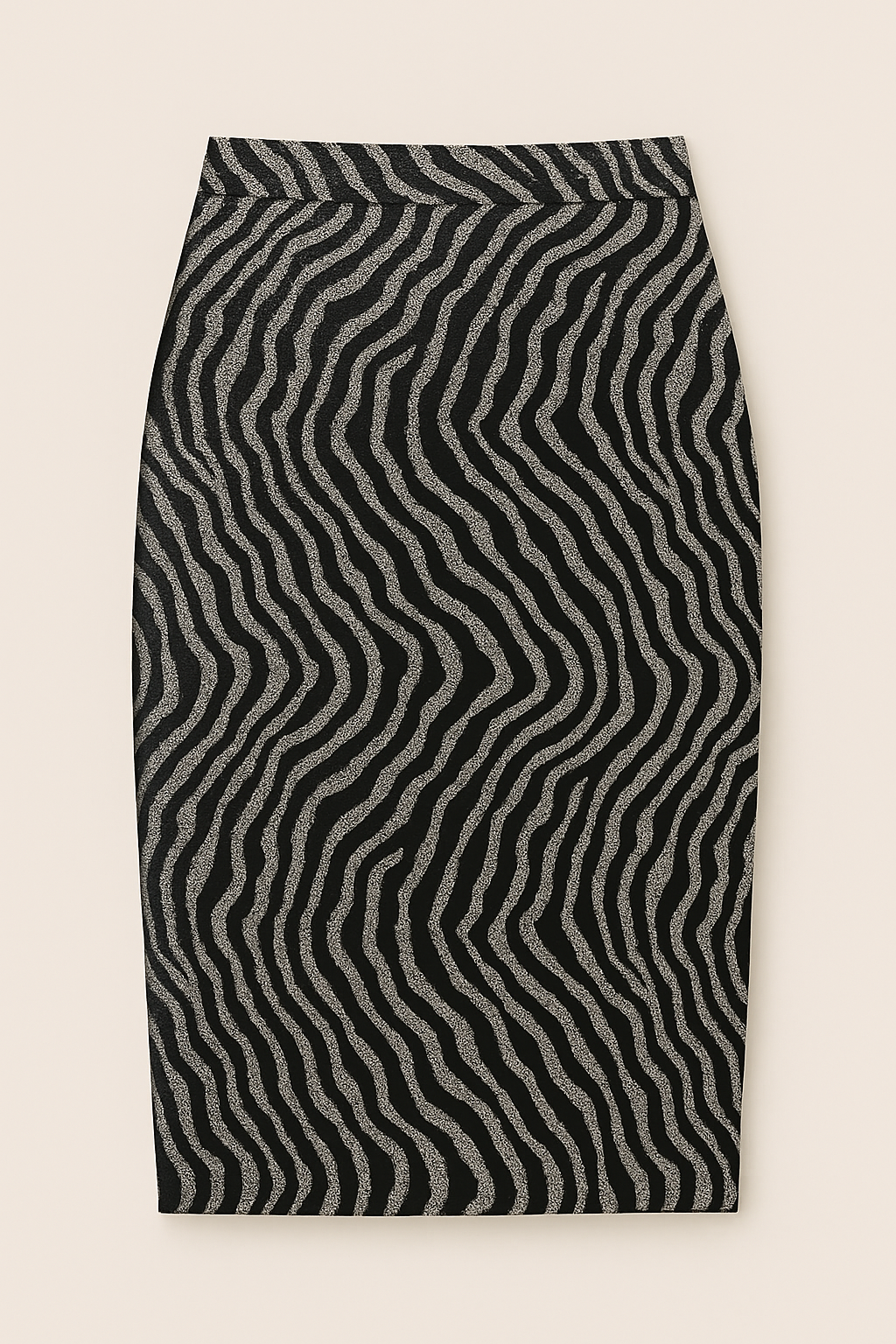 Black and Silver Wave Jacquard Skirt