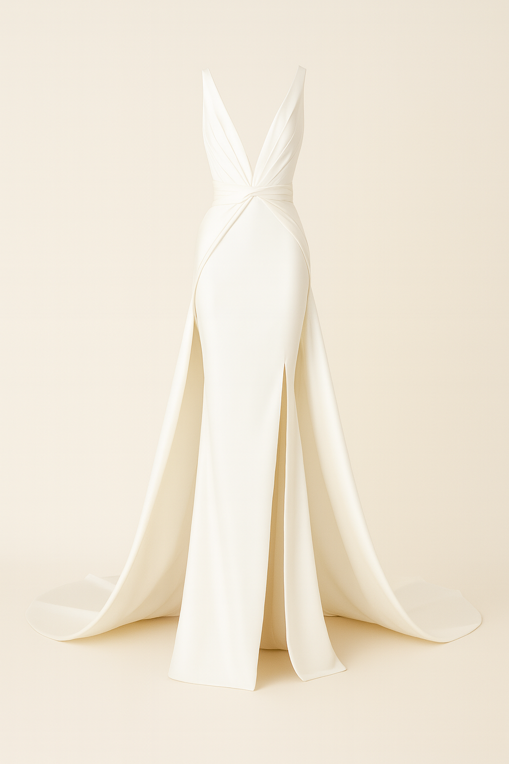 Ivory Silk Plunge Gown