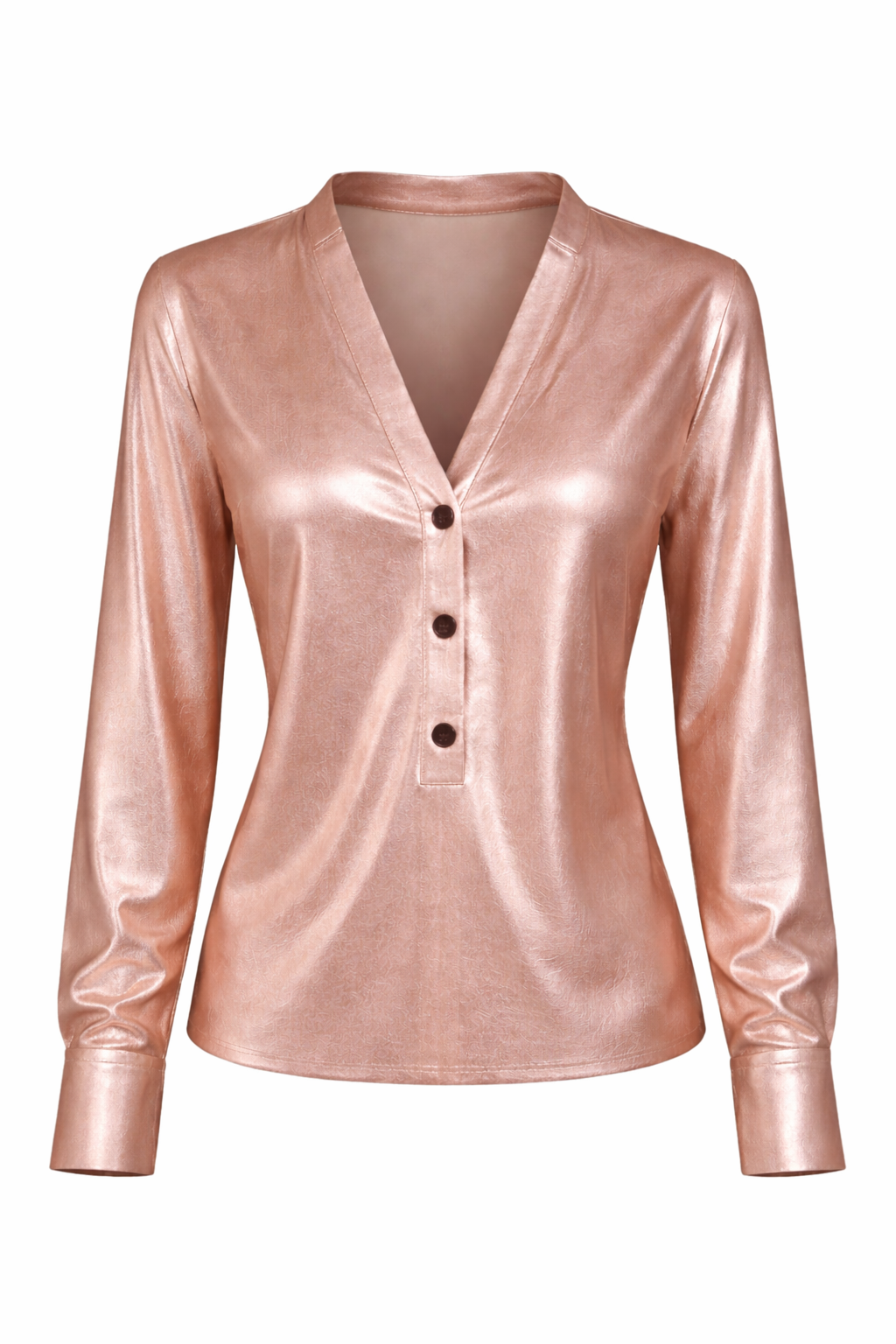 Metallic Long-Sleeve Blouse