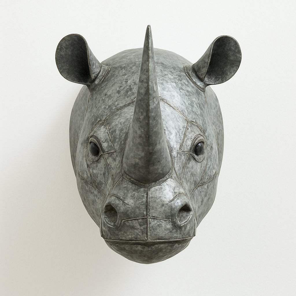 Handcrafted Metal Rhino Wall Sculpture