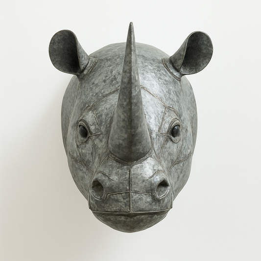 Handcrafted Metal Rhino Wall Sculpture