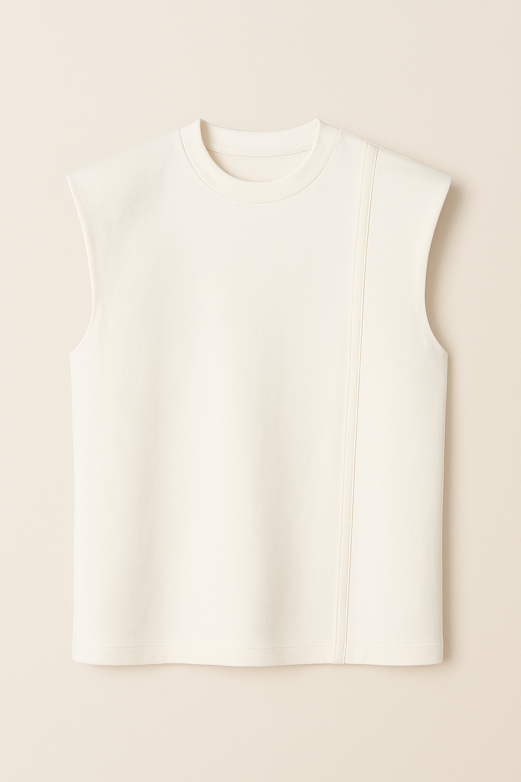 Sleeveless Padded Tee in Osso