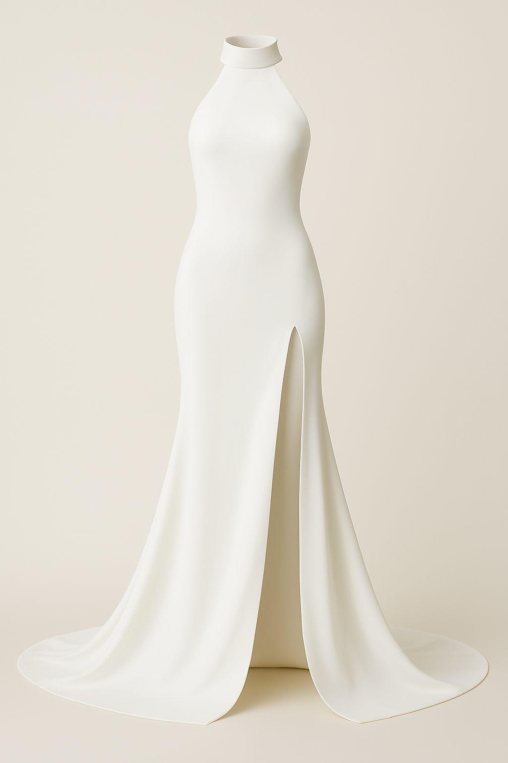 High-Neck Slit Gown