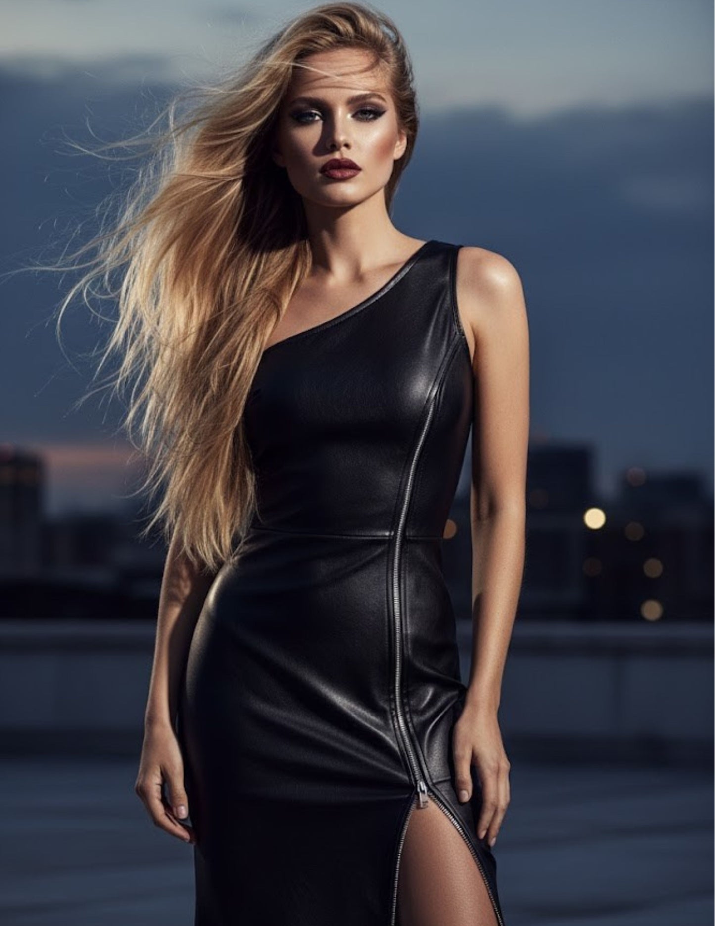 Vegan Leather Black Gown