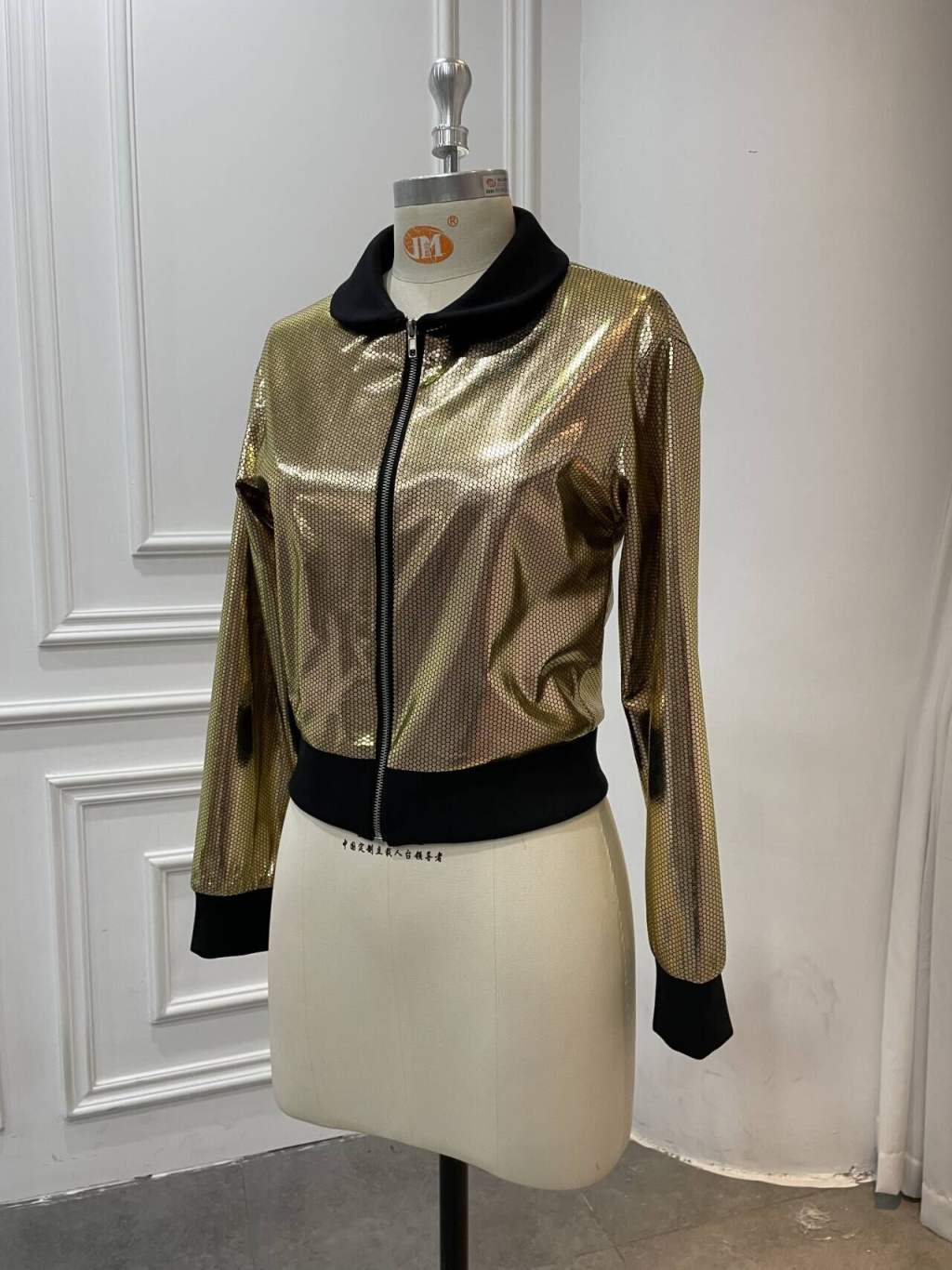 "HONEY" GOLD AND BLACK BOMBER JACKET