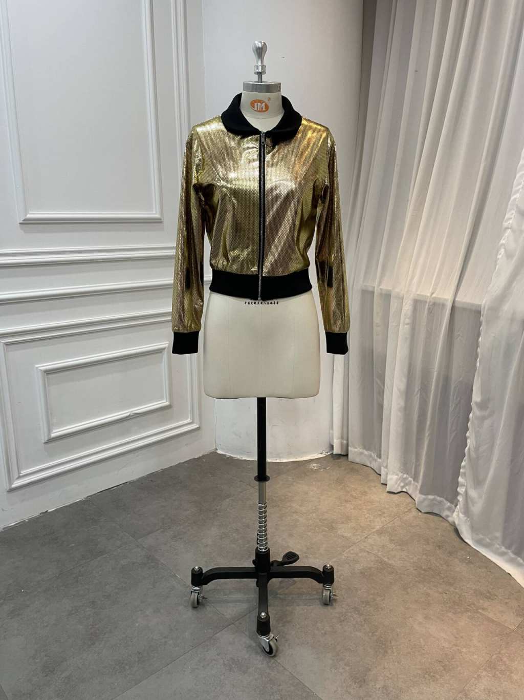 "HONEY" GOLD AND BLACK BOMBER JACKET