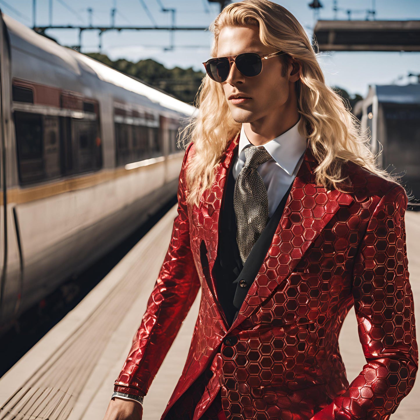 HONEY RED LARGE HONEYCOMB BLAZER