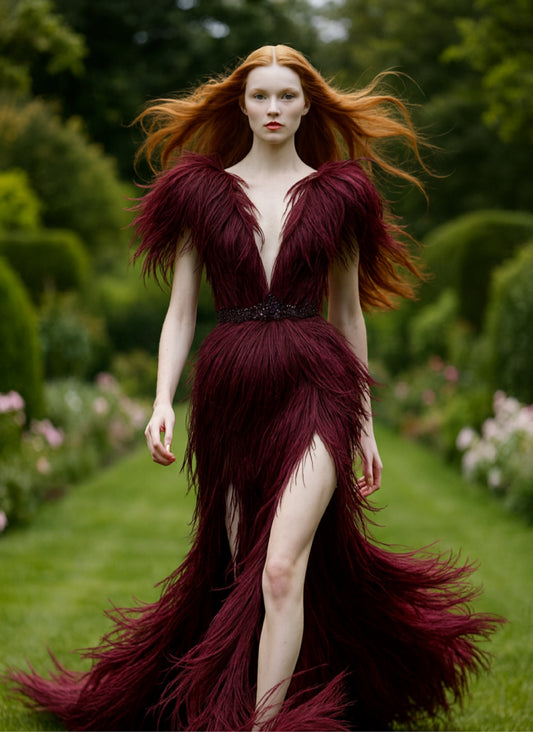 “Victoria” Feathered Gown