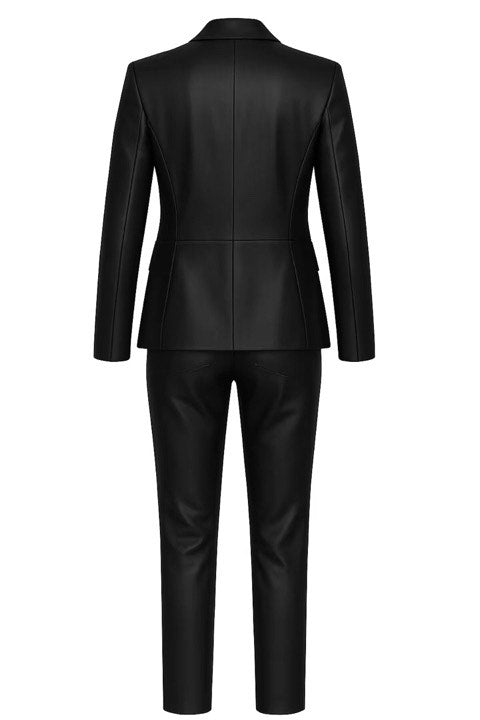 Black Vegan Leather Tailored Suit