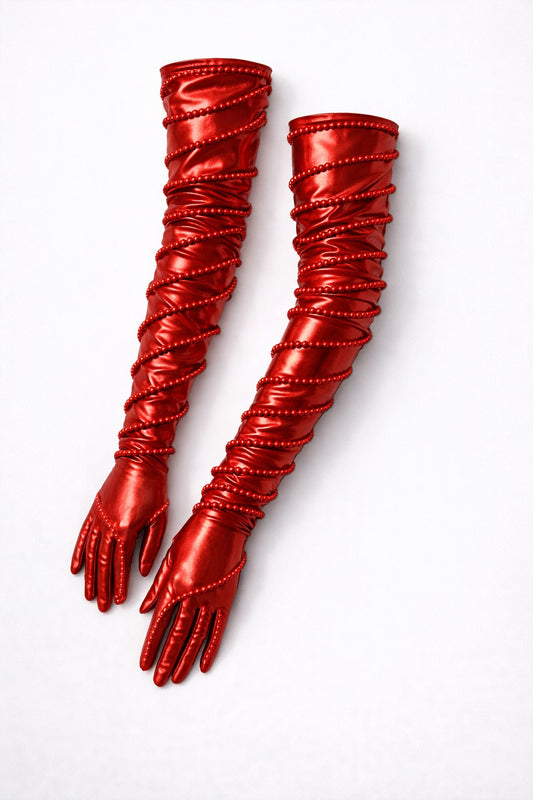 Rossario George Crimson Spiral Opera Gloves