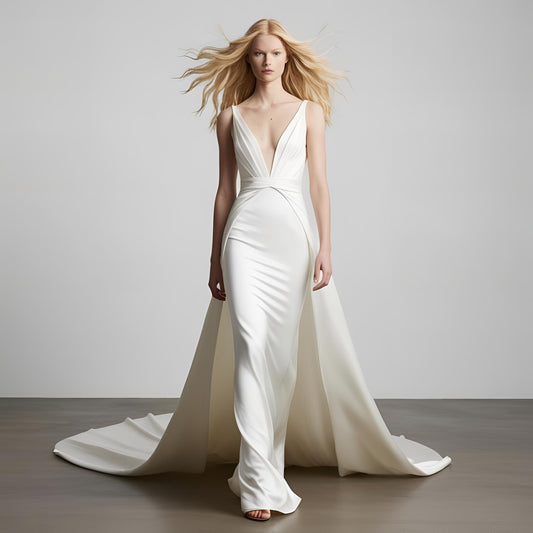 Ivory Silk Plunge Gown