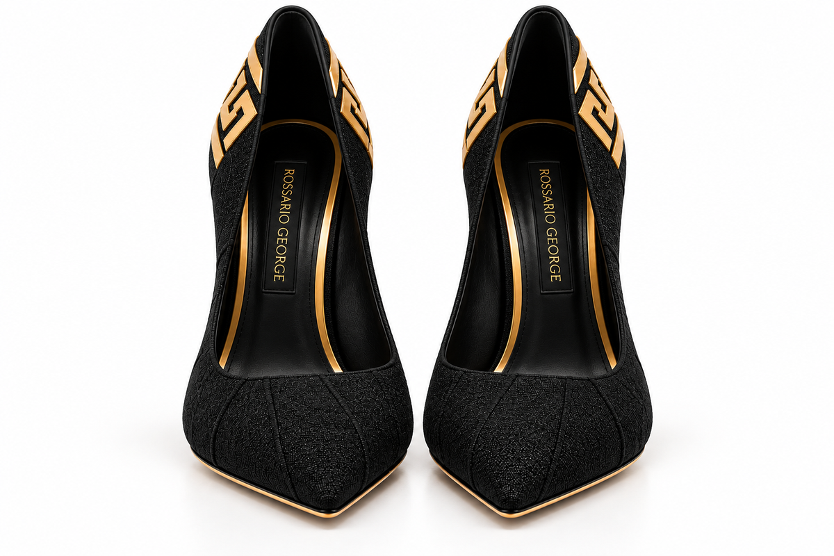 The Grecian Noir Suede Stiletto
