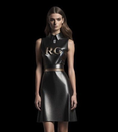 RG LOGO FAUX LEATHER MINI DRESS (AVAILABLE FOR PREORDER)