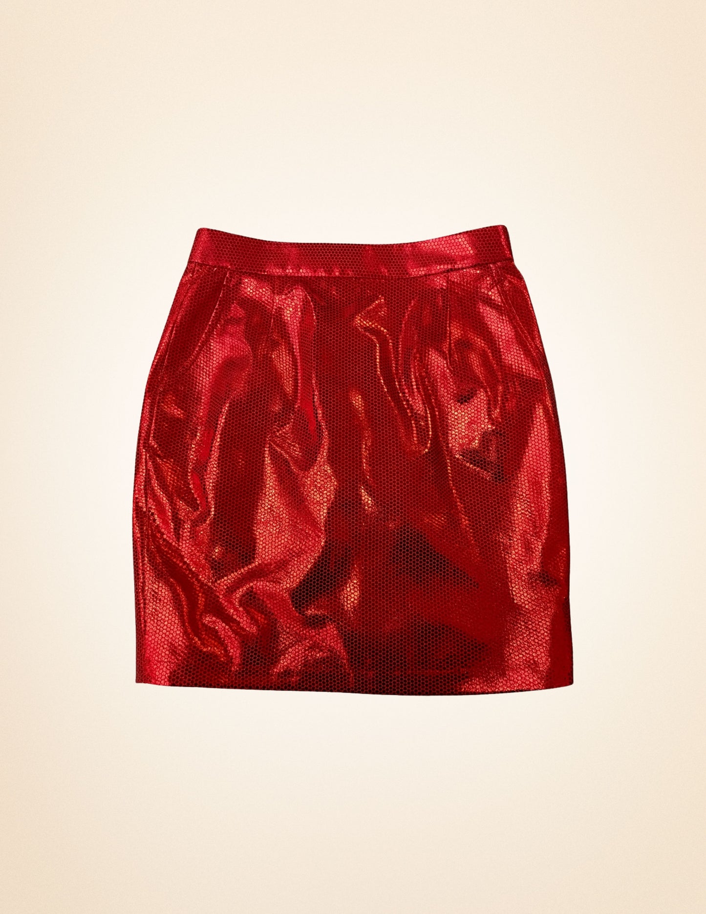 Red Metallic Honeycomb Mini Skirt