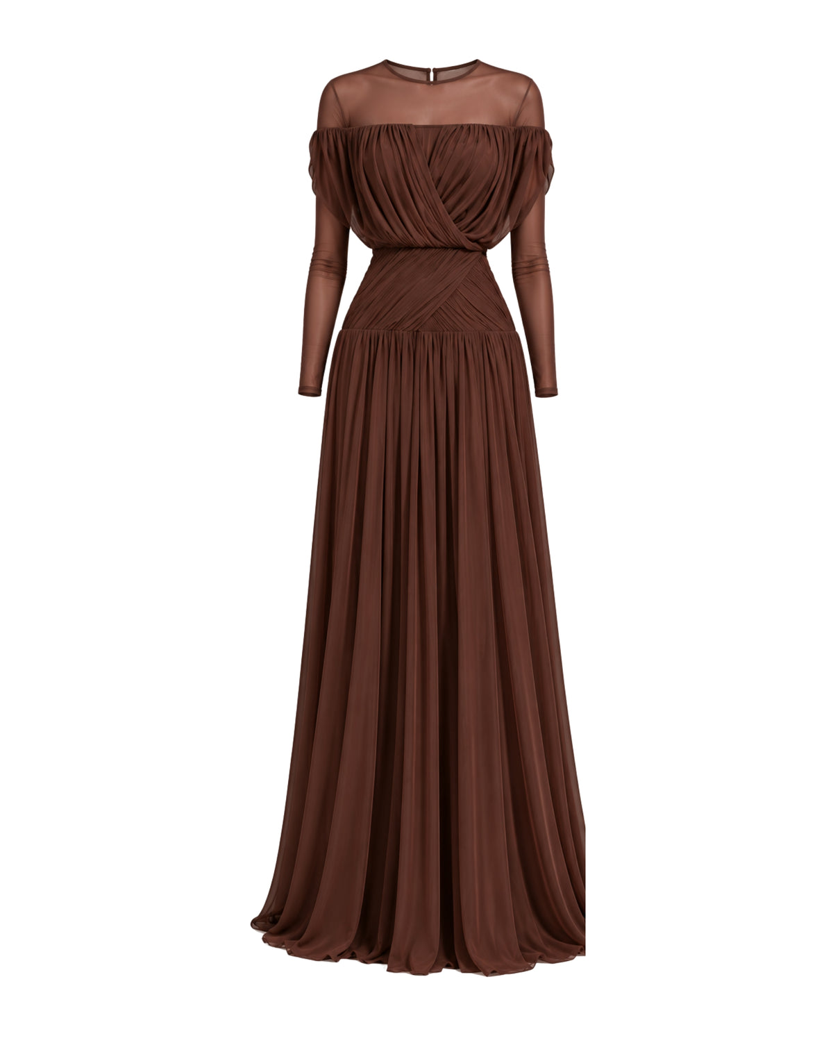 Rossario George Draped Chocolate Gown