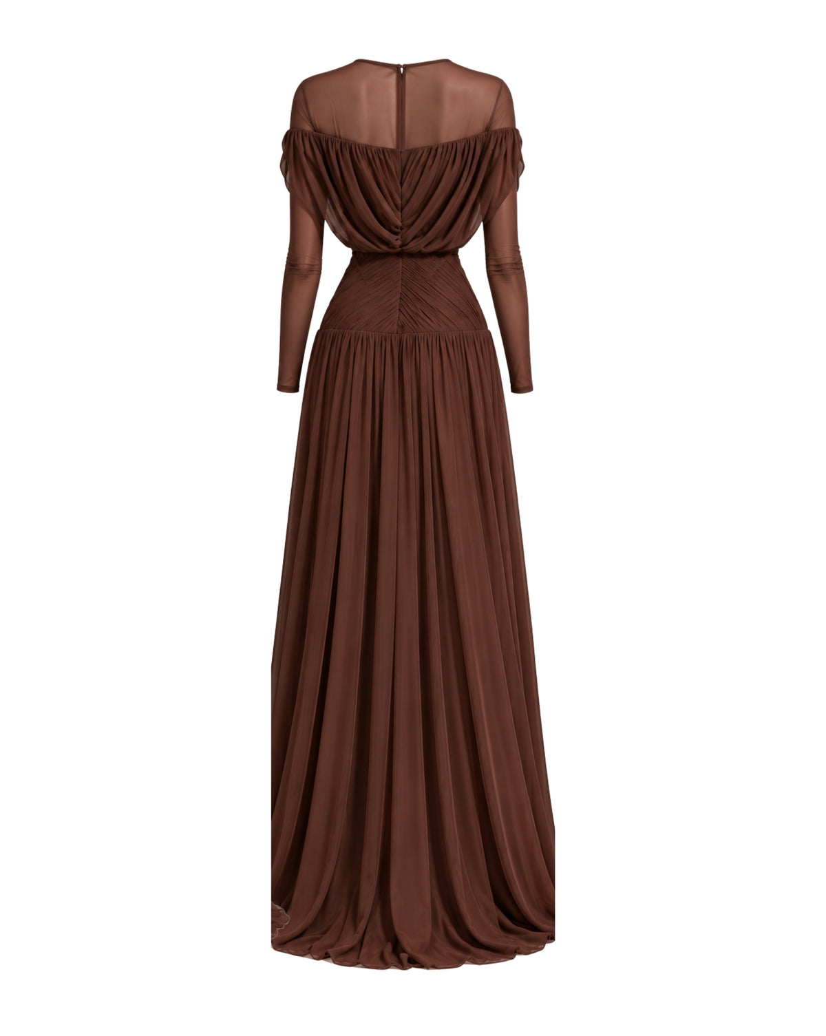 Rossario George Draped Chocolate Gown