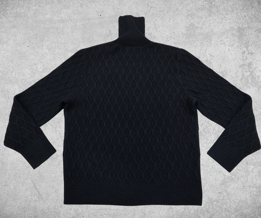 Cotton Honeycomb Turtleneck Sweater